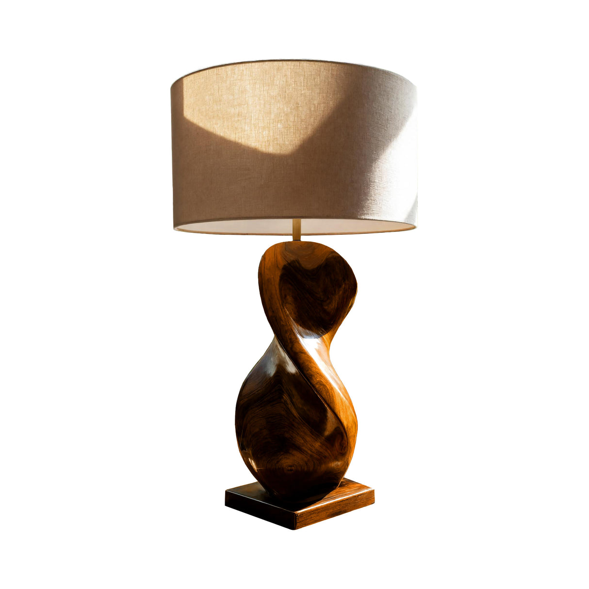 Calira Knot Sculpted Solid Wood Table Lamp Brown - Timberustic Table Lamp