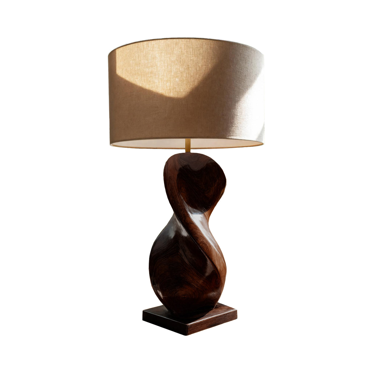 Calira Knot Sculpted Solid Wood Table Lamp Dark Walnut - Timberustic Table Lamp
