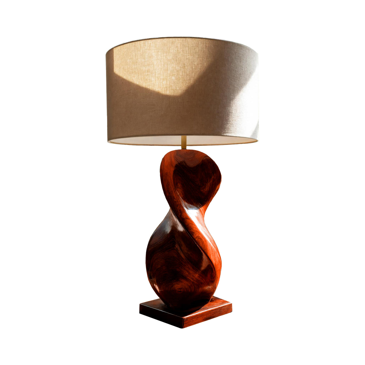 Calira Knot Sculpted Solid Wood Table Lamp Mahogany - Timberustic Table Lamp