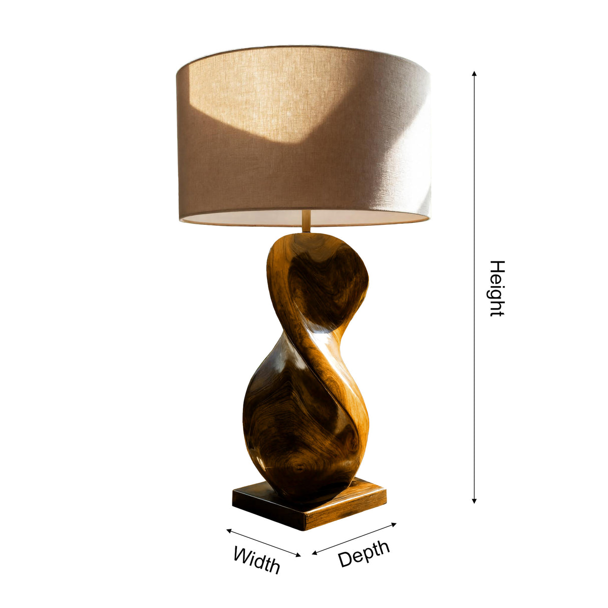 Calira Knot Sculpted Solid Wood Table Lamp - Timberustic Table Lamp