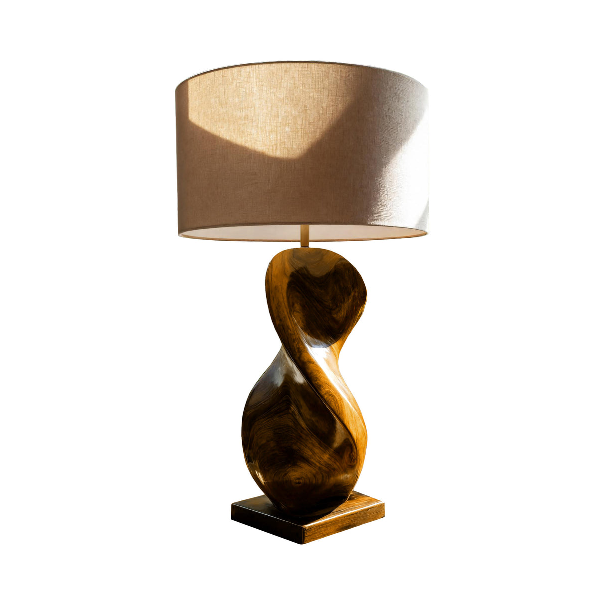 Calira Knot Sculpted Solid Wood Table Lamp Teak - Timberustic Table Lamp