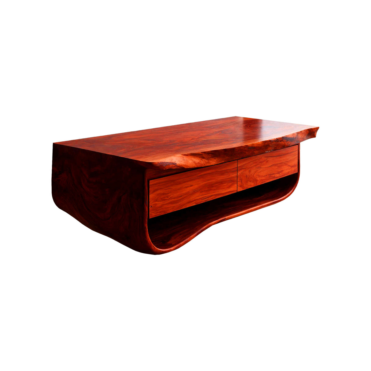 Calira Live Edge Solid Wood Floating Bathroom Vanity with Drawers Mahogany - Timberustic Floating Bathroom Vanity With Drawers