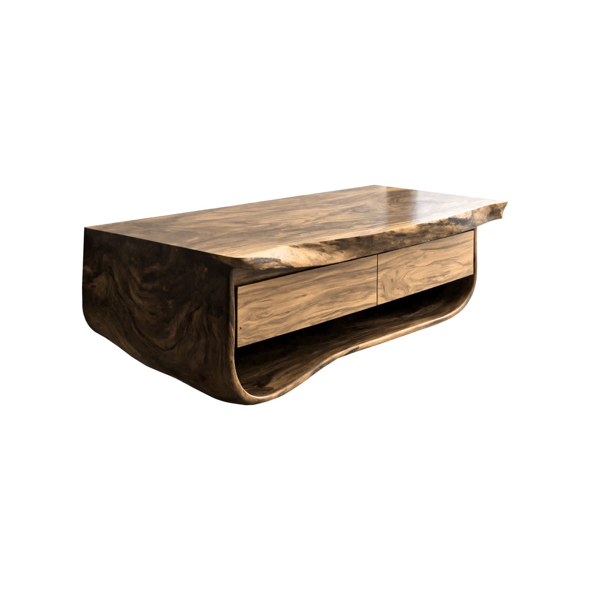 Calira Live Edge Solid Wood Floating Bathroom Vanity with Drawers Natural Oak - Timberustic Floating Bathroom Vanity With Drawers