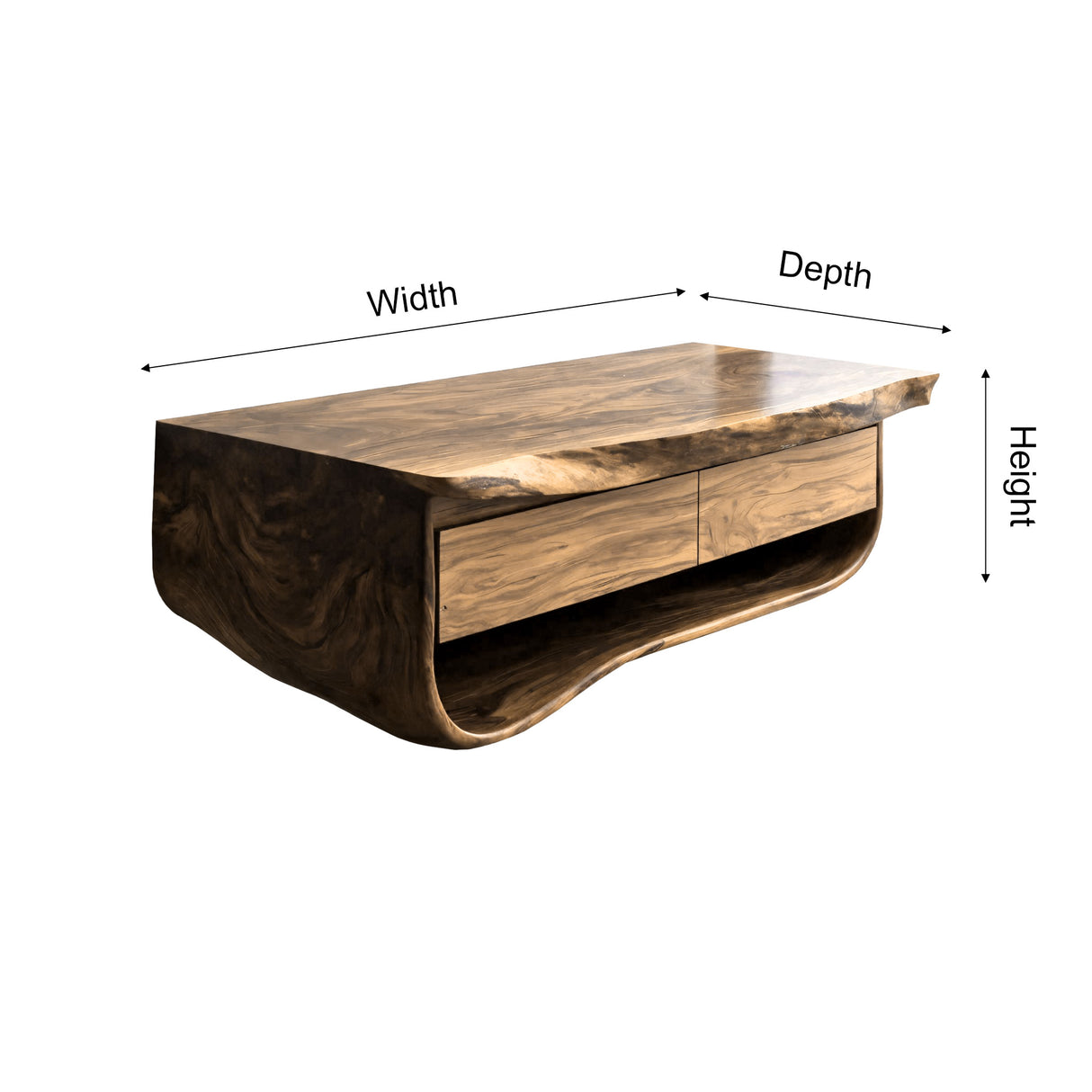 Calira Live Edge Solid Wood Floating Bathroom Vanity with Drawers - Timberustic Floating Bathroom Vanity With Drawers