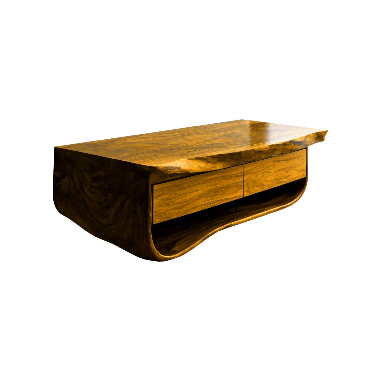 Calira Live Edge Solid Wood Floating Bathroom Vanity with Drawers Teak - Timberustic Floating Bathroom Vanity With Drawers