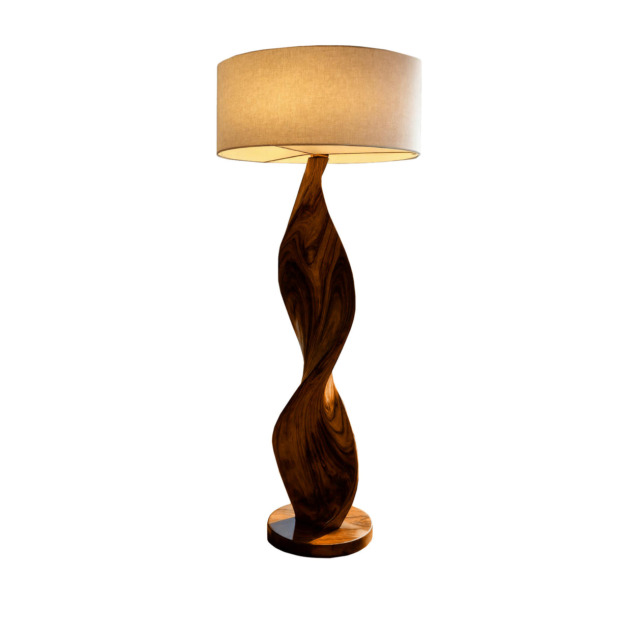 Calira Twist Sculpted Solid Wood Floor Lamp Brown - Timberustic Floor Lamp