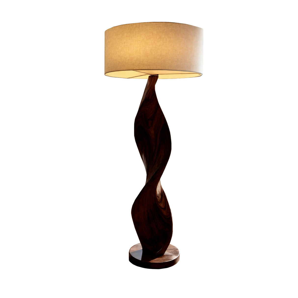 Calira Twist Sculpted Solid Wood Floor Lamp Dark Walnut - Timberustic Floor Lamp