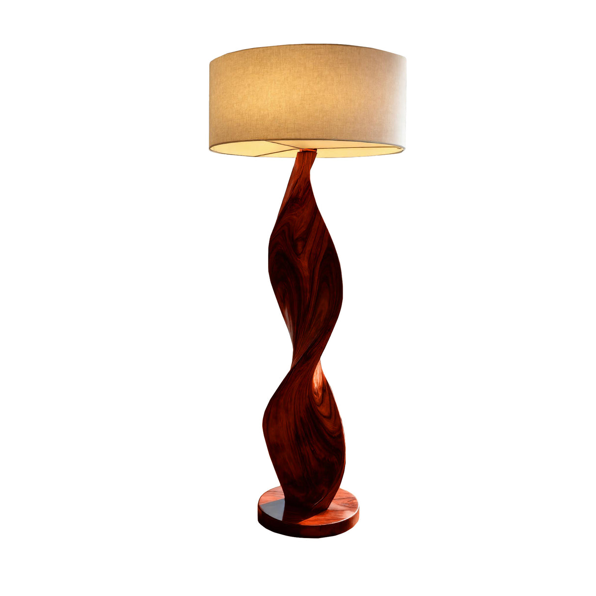 Calira Twist Sculpted Solid Wood Floor Lamp Mahogany - Timberustic Floor Lamp