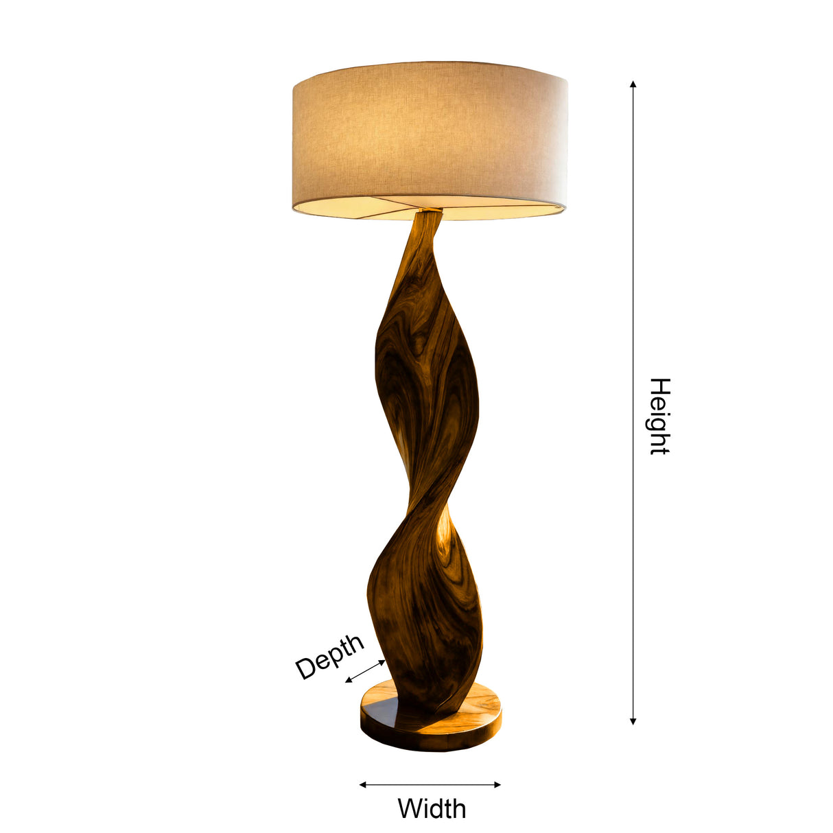 Calira Twist Sculpted Solid Wood Floor Lamp - Timberustic Floor Lamp