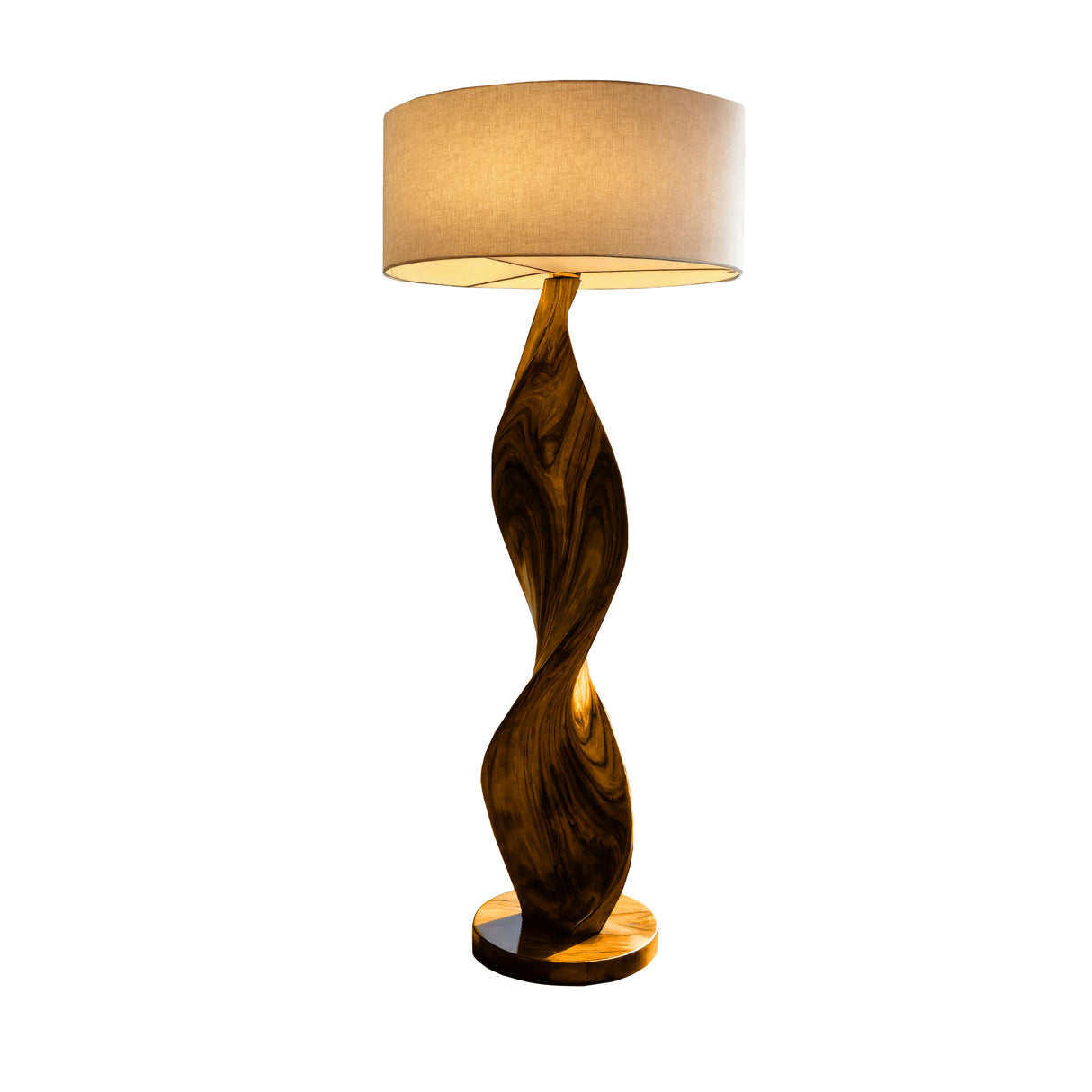 Calira Twist Sculpted Solid Wood Floor Lamp Teak - Timberustic Floor Lamp