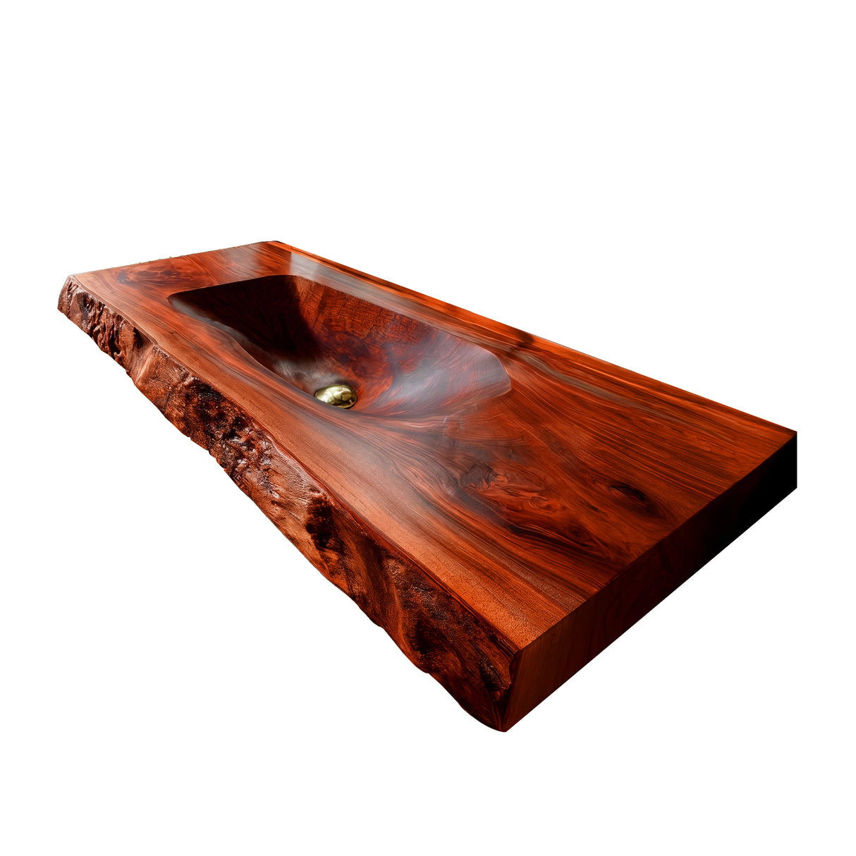 Calvero Sculpted Live Edge Solid Wood Floating Bathroom Vanity with Integrated Sink Mahogany - Timberustic Floating Bathroom Vanity with Integrated Sink