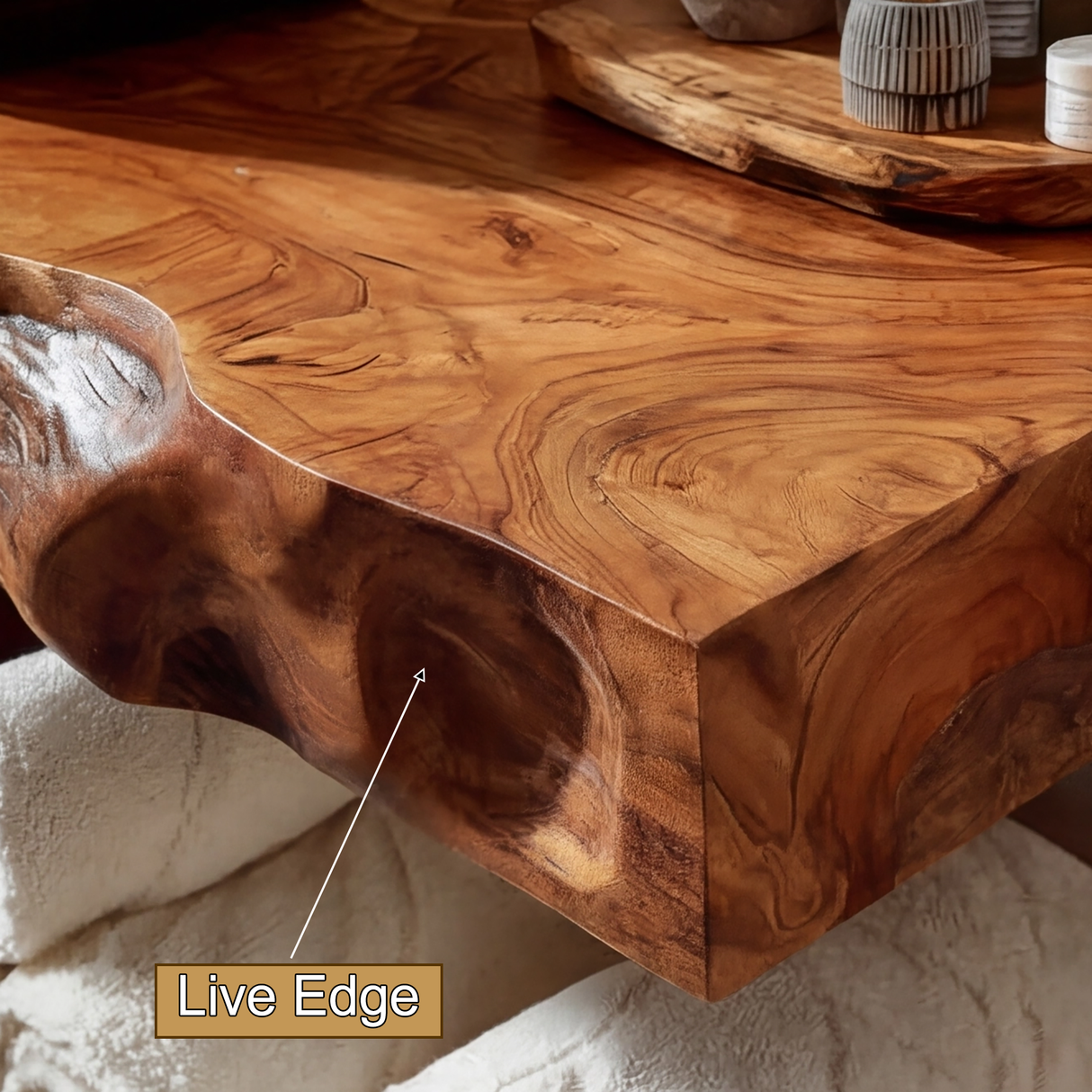 Calvion Live Edge Solid Wood Floating Bathroom Vanity with Cabinet - Timberustic Floating Bathroom Vanity With Cabinet