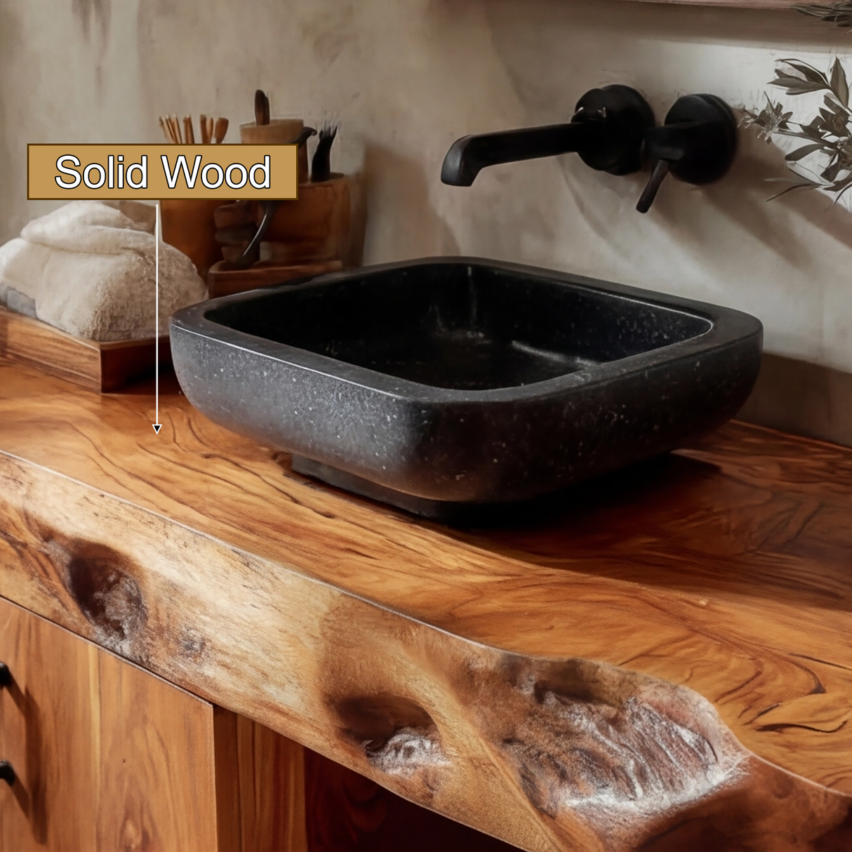 Calvion Live Edge Solid Wood Floating Bathroom Vanity with Cabinet - Timberustic Floating Bathroom Vanity With Cabinet