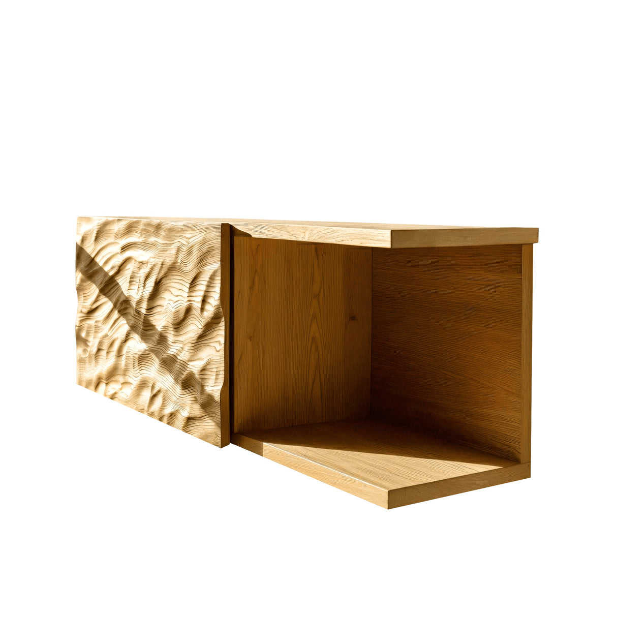 Calviora Handcrafted Solid Wood Floating Bathroom Cabinet Natural Oak - Timberustic Floating Bathroom Cabinet