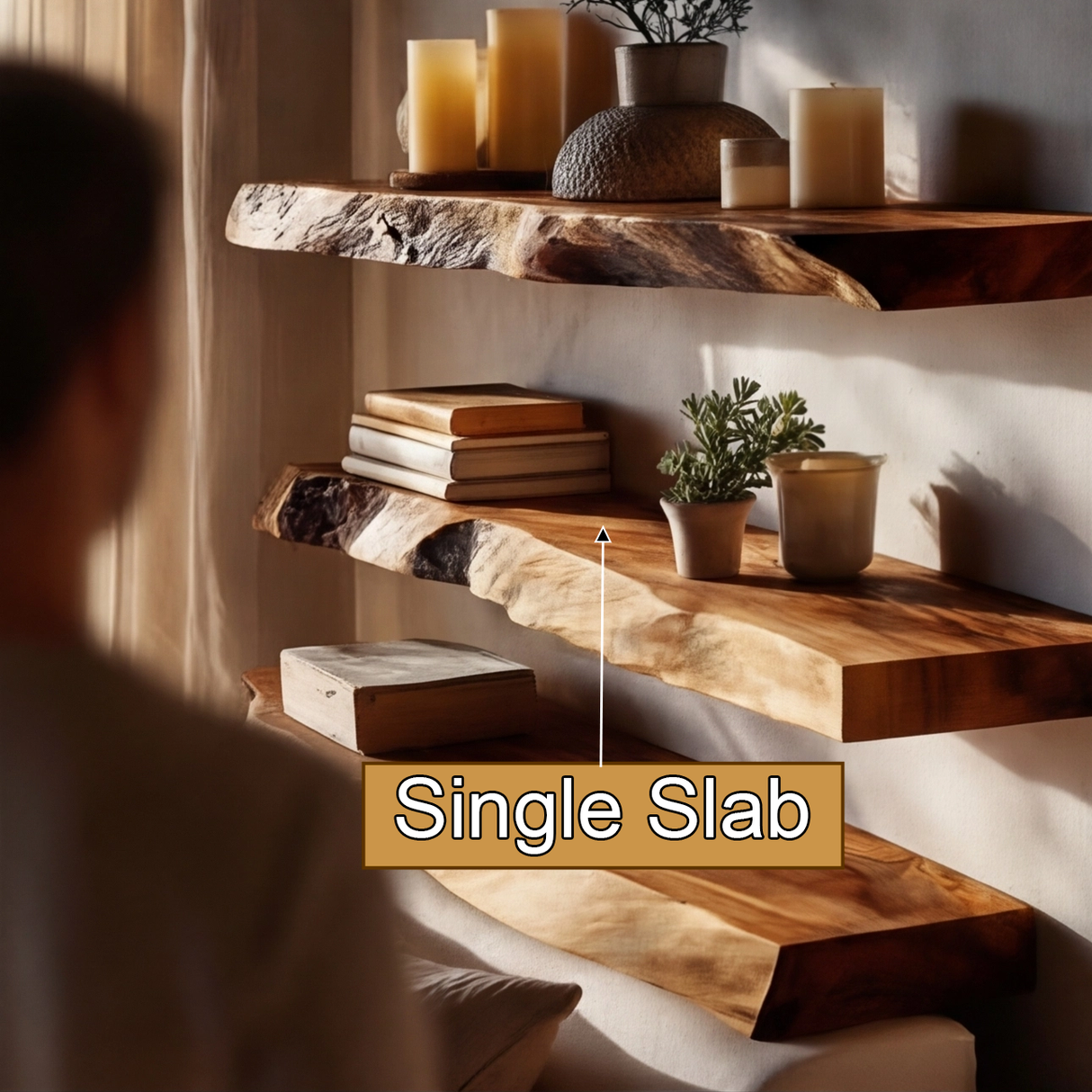 Calviro Live Edge Solid Wood Floating Shelf SPA935392 - Timberustic Floating Shelf