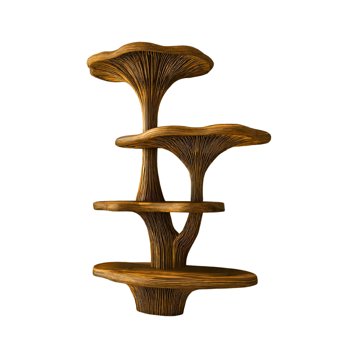 Canopy Handcrafted Natural Hardwood Mushroom Bookshelf