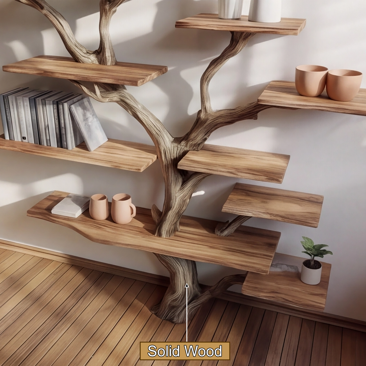 Canopyform Solid Wood Tree Bookshelf - Timberustic Tree Bookshelf