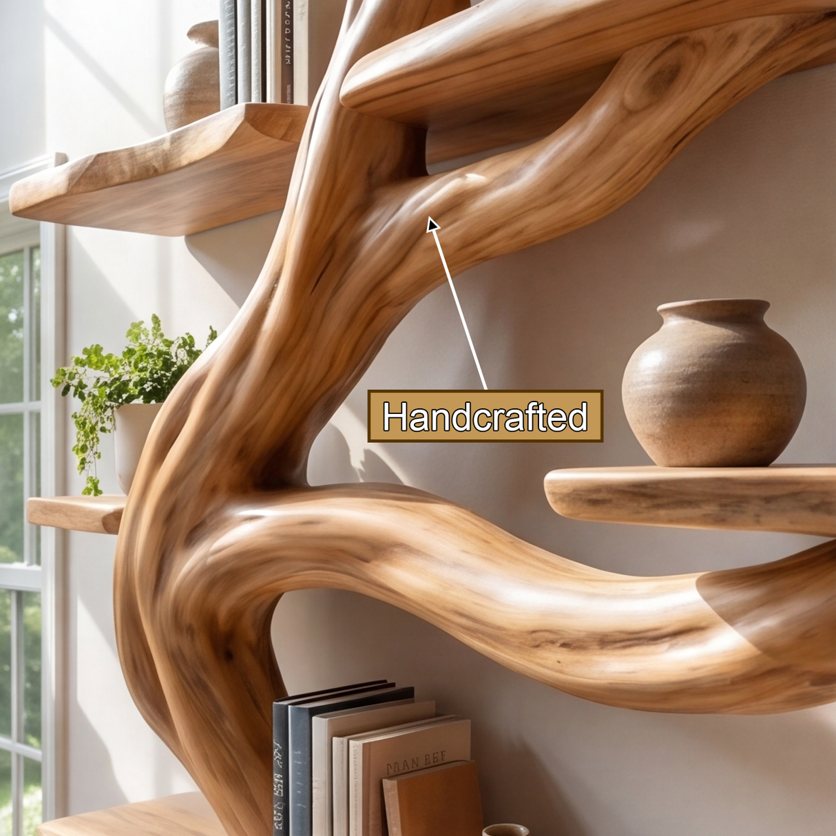 Canopyline Handcrafted Solid Wood Tree Bookshelf