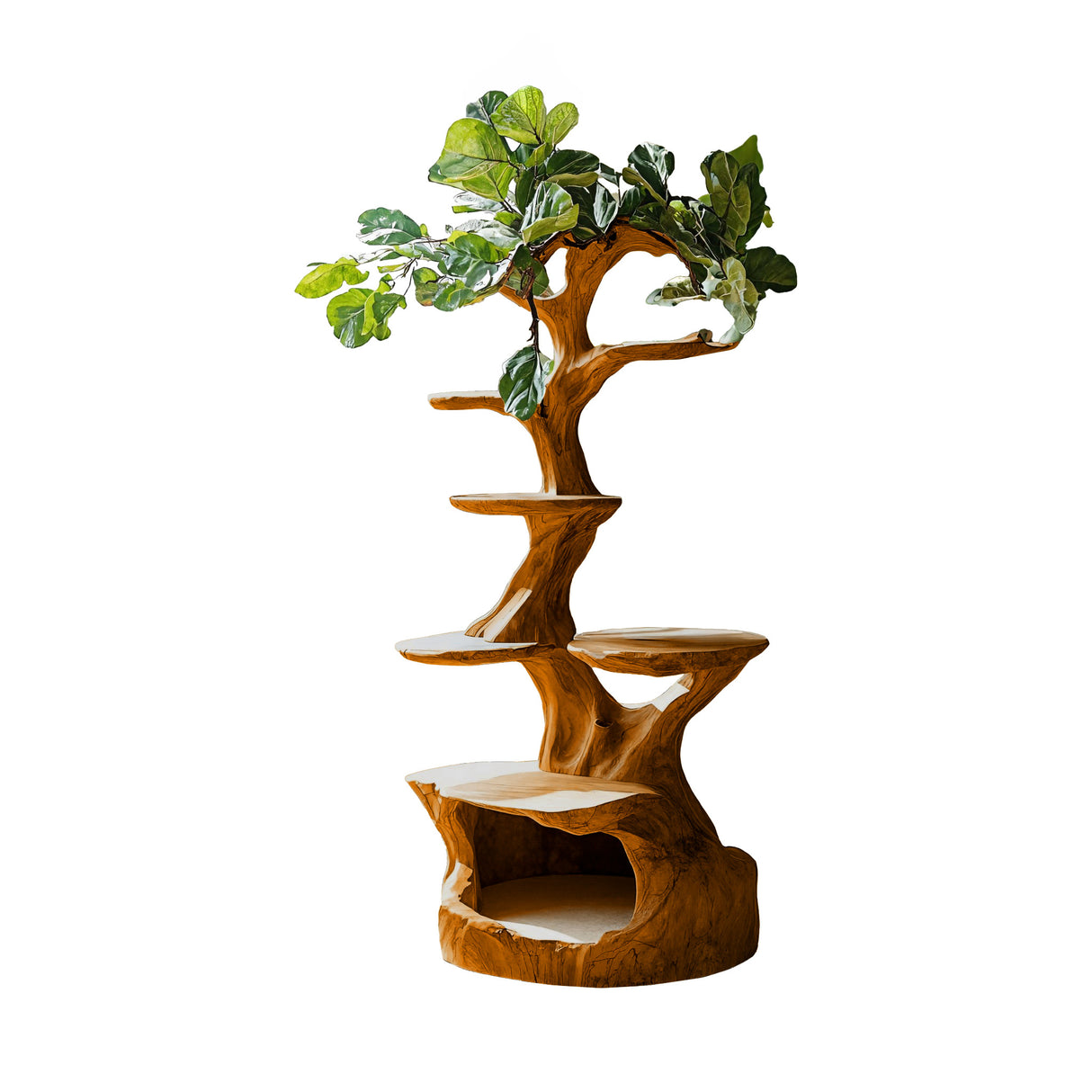 Canora Sculpted Solid Wood Tree-Inspired Cat Tree Shelf Brown - Timberustic Tree-Inspired Cat Tree Shelf