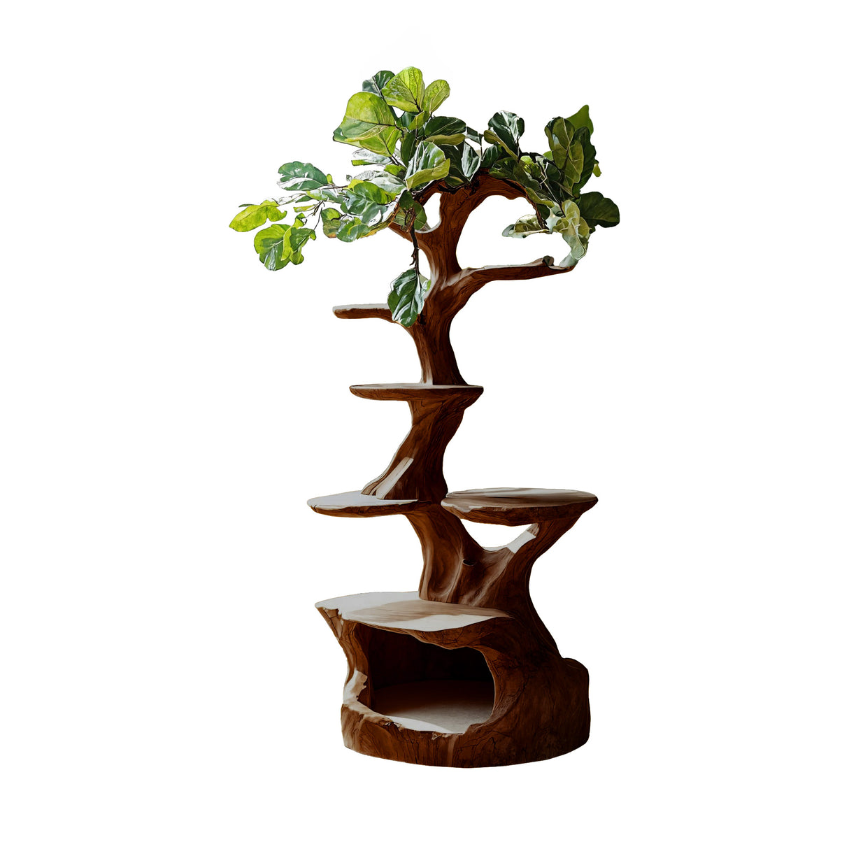 Canora Sculpted Solid Wood Tree-Inspired Cat Tree Shelf Dark Walnut - Timberustic Tree-Inspired Cat Tree Shelf