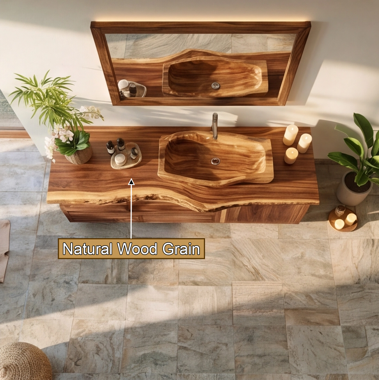 Canyonridge Live Edge Solid Wood Freestanding Bathroom Vanity With Cabinet