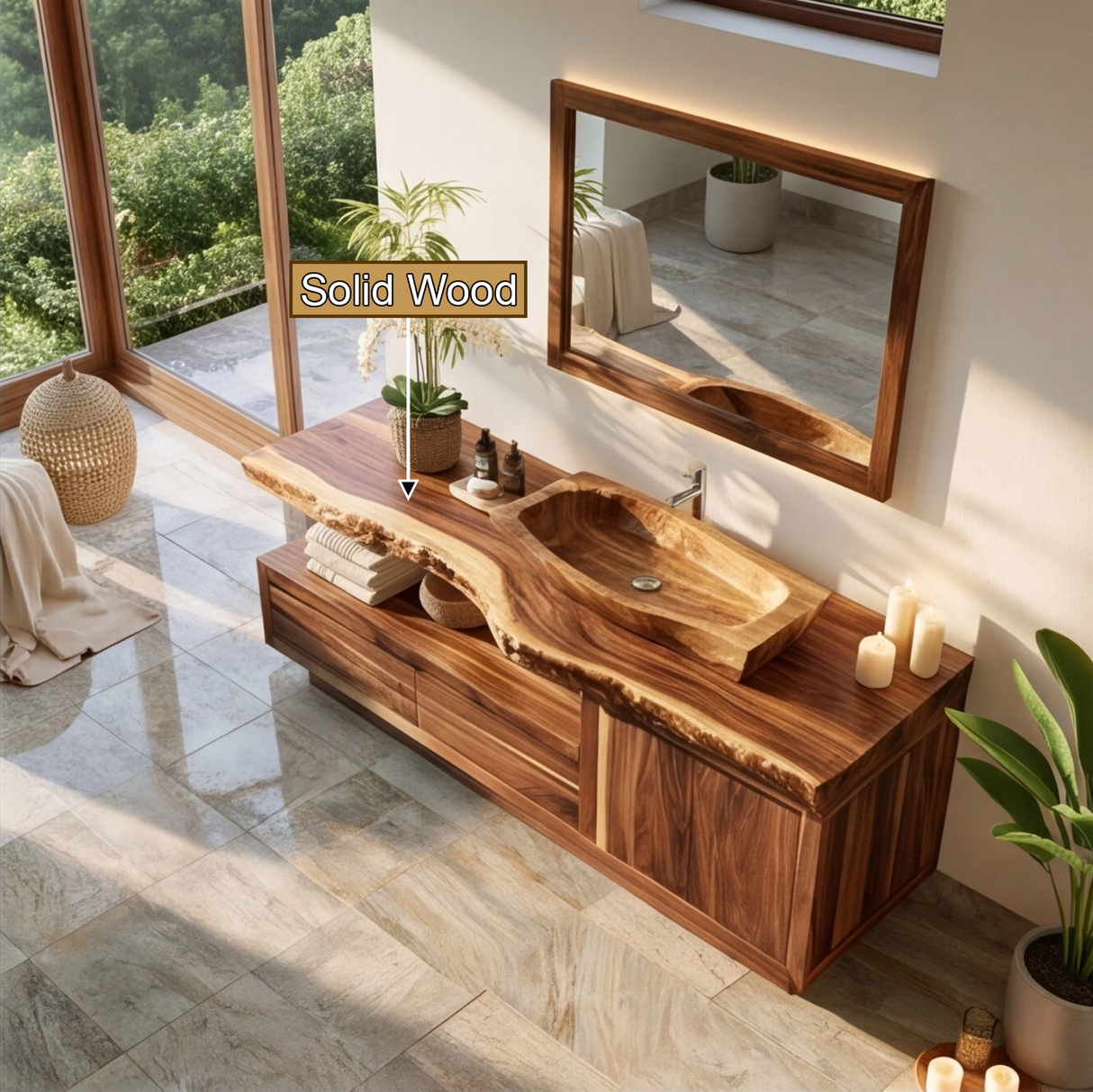 Canyonridge Live Edge Solid Wood Freestanding Bathroom Vanity With Cabinet