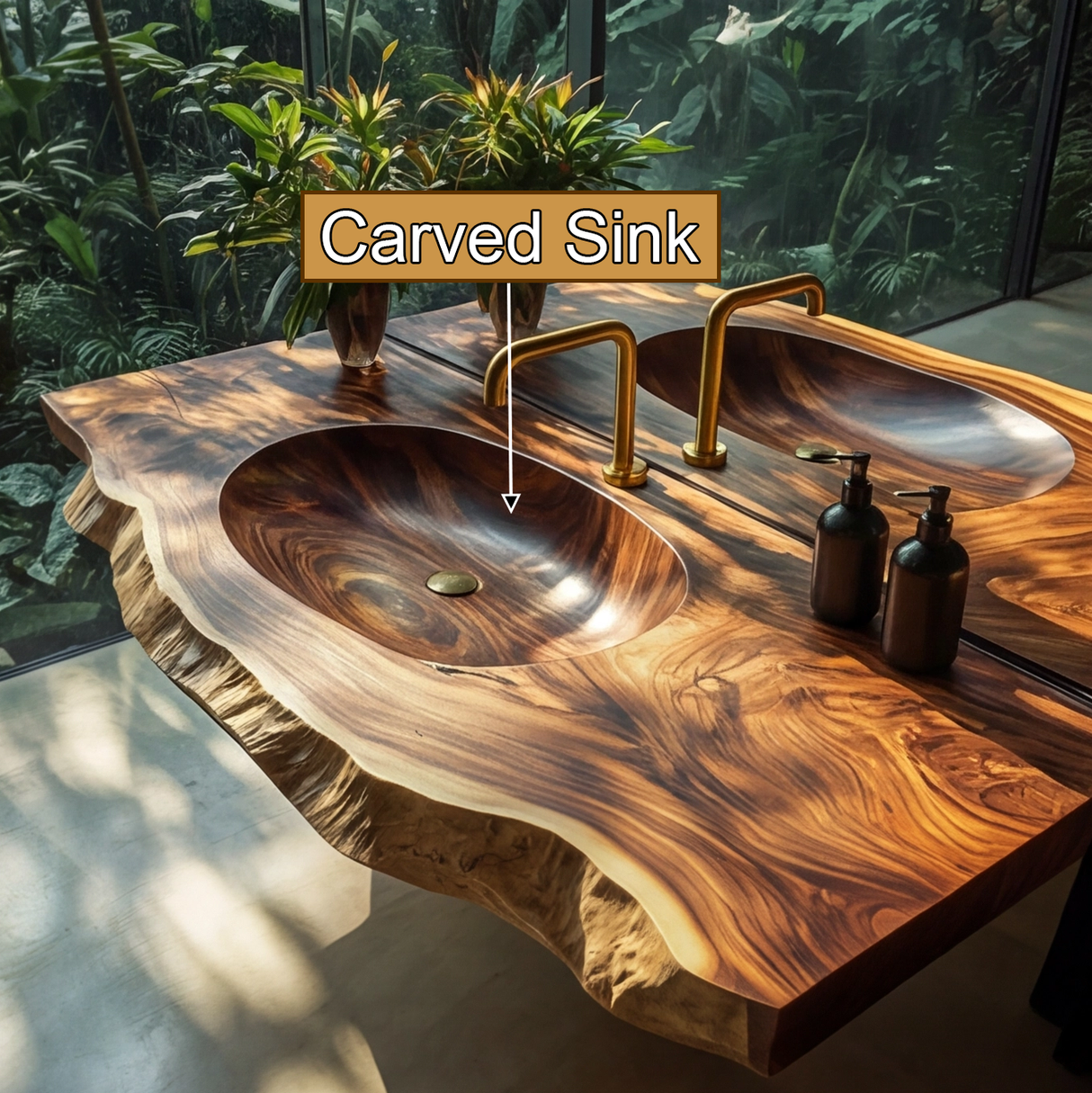 Cavira Live Edge Solid Wood Floating Bathroom Vanity with Integrated Sink SPA354645 - Timberustic Floating Bathroom Vanity with Integrated Sink