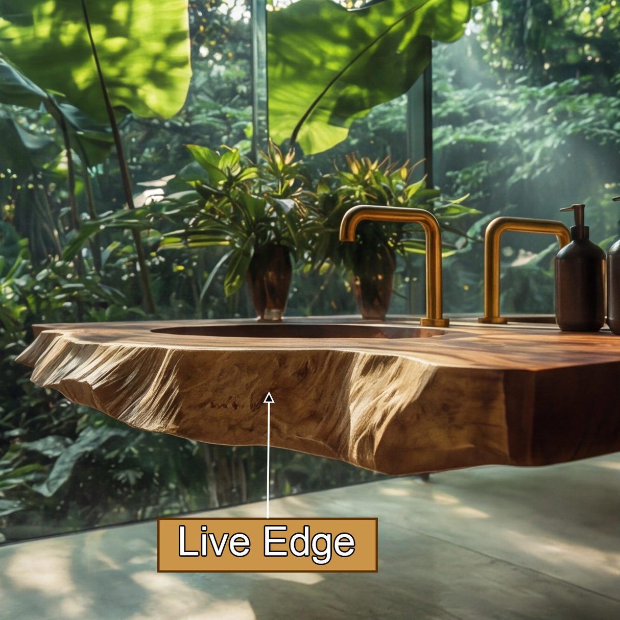 Cavira Live Edge Solid Wood Floating Bathroom Vanity with Integrated Sink SPA354645 - Timberustic Floating Bathroom Vanity with Integrated Sink