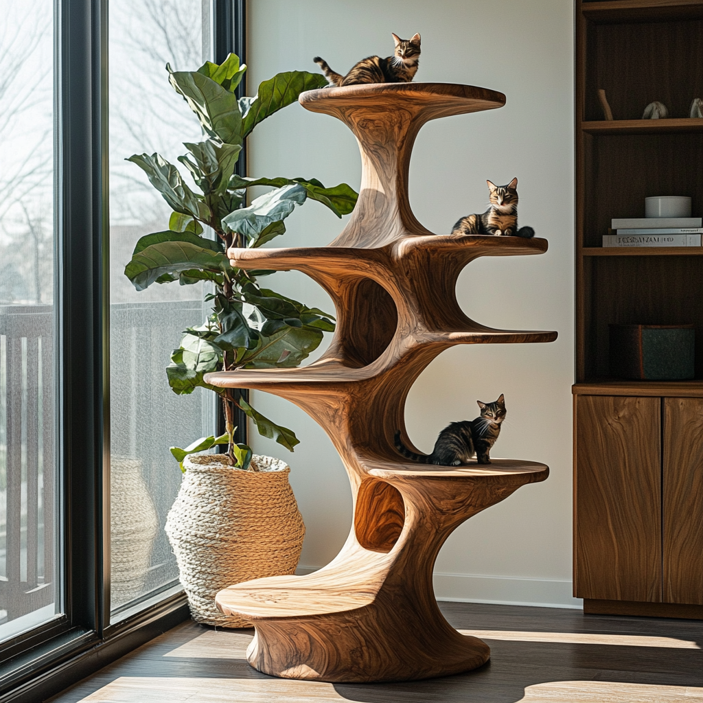 Cavora Sculpted Solid Wood Cat Tree Shelf - Timberustic Cat Tree Shelf