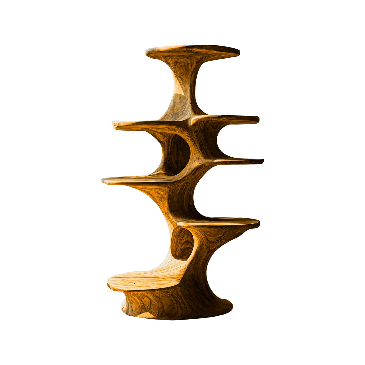 Cavora Sculpted Solid Wood Cat Tree Shelf Teak - Timberustic Cat Tree Shelf