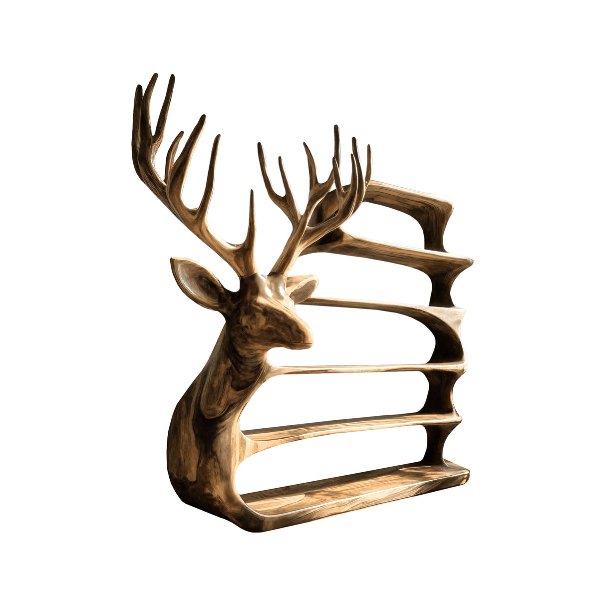 Cervin Crest Handcrafted Sculpture Deer Bookshelf