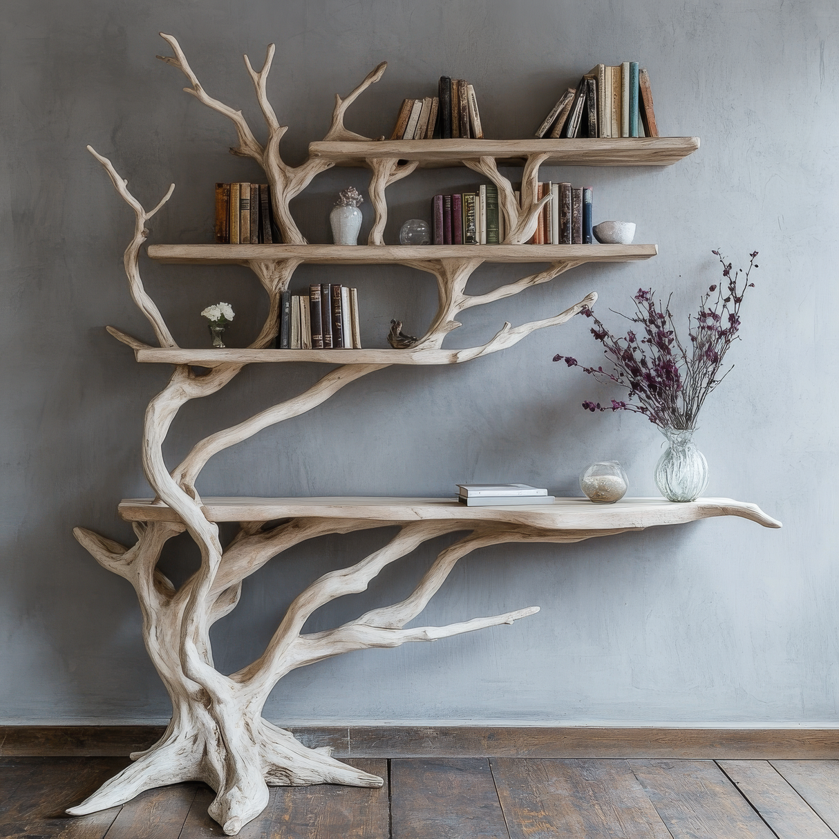Cirevon Sculpted Solid Wood Console Table with Shelves - Timberustic Console Table with Shelves