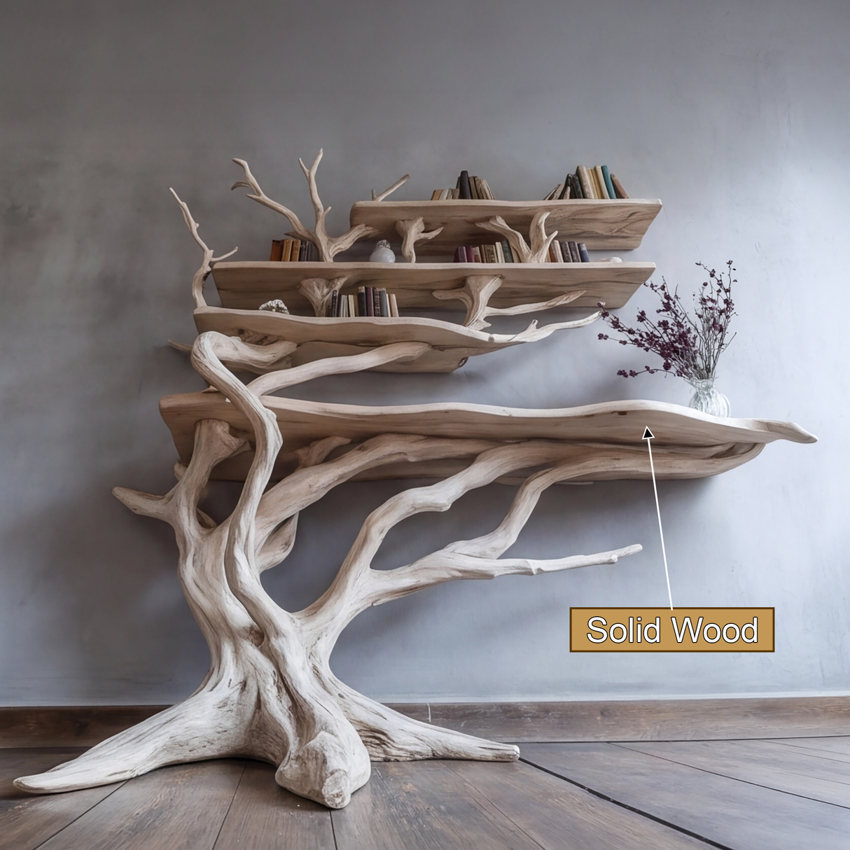 Cirevon Sculpted Solid Wood Console Table with Shelves - Timberustic Console Table with Shelves
