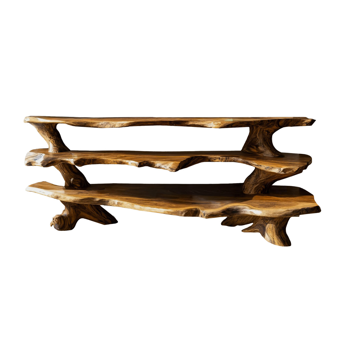 Contemporary Live Edge Handcrafted Solid Wood TV Cabinet