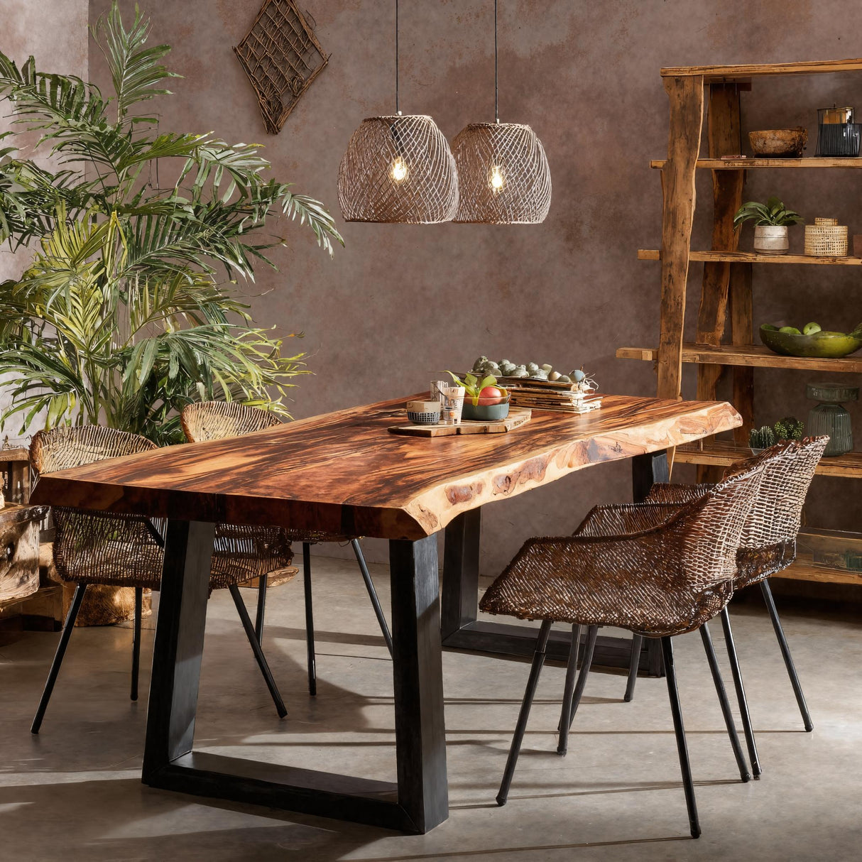 Contemporary Rustic Live Edge Solid Wood Dining Table - Timberustic Dining Table