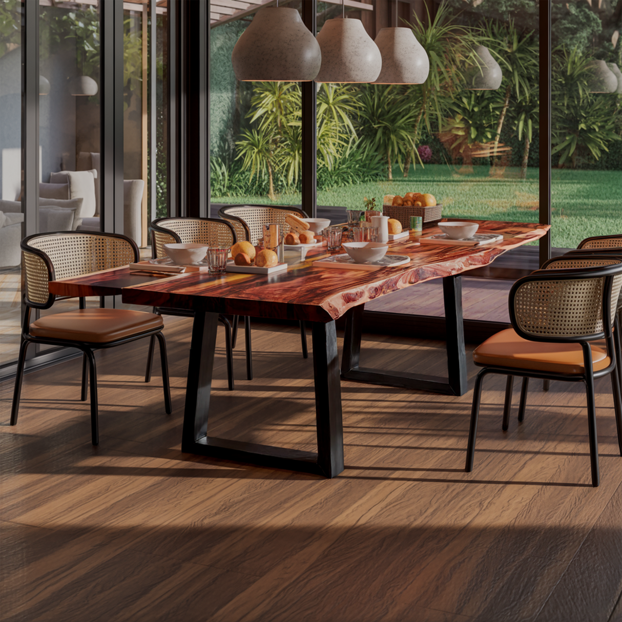 Contemporary Rustic Live Edge Solid Wood Dining Table - Timberustic Dining Table