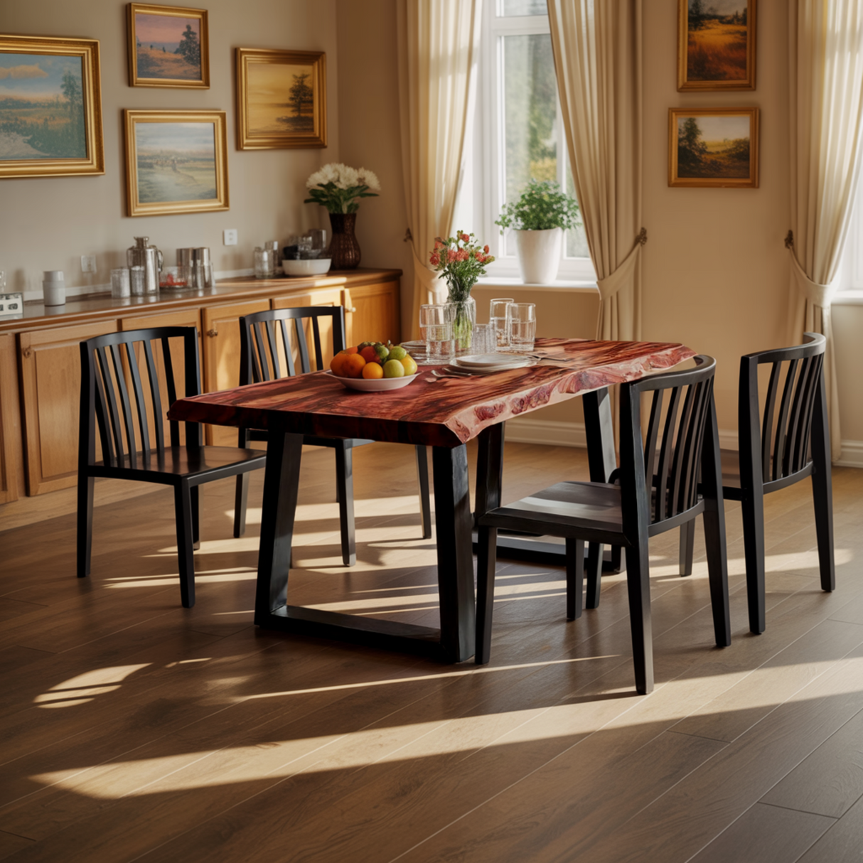 Contemporary Rustic Live Edge Solid Wood Dining Table - Timberustic Dining Table