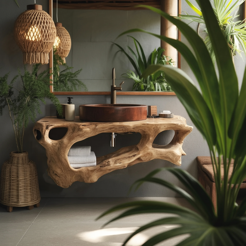 Coralform Natural Wood Floating Bathroom Vanity