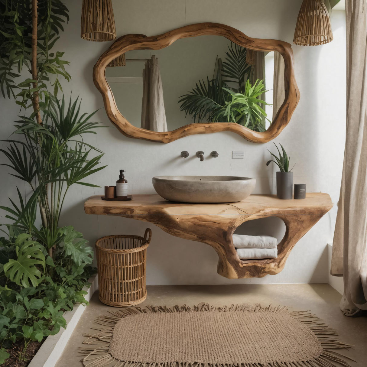 Coralwave Organic Wood Form Floating Bathroom Vanity