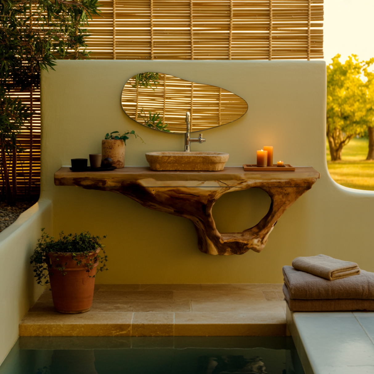 Coralwave Organic Wood Form Floating Bathroom Vanity