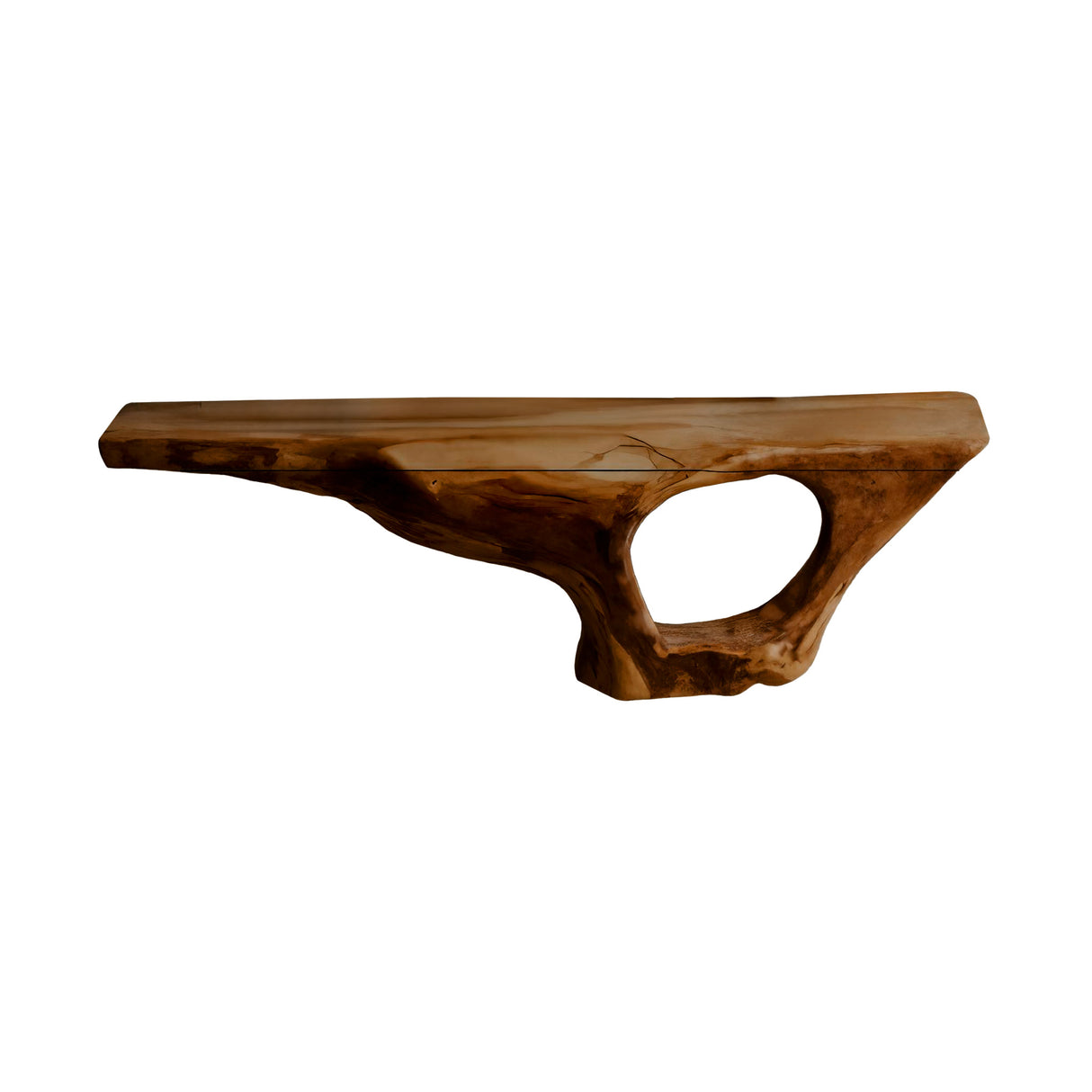 Coralwave Organic Wood Form Floating Bathroom Vanity with Open Storage Brown - Timberustic Floating Bathroom Vanity with Open Storage