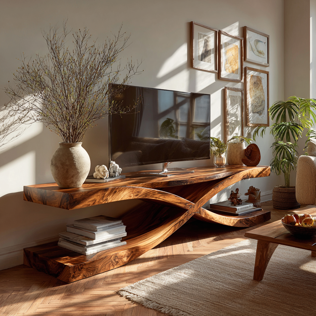 Crosswave Sculpted Solid Wood TV Console