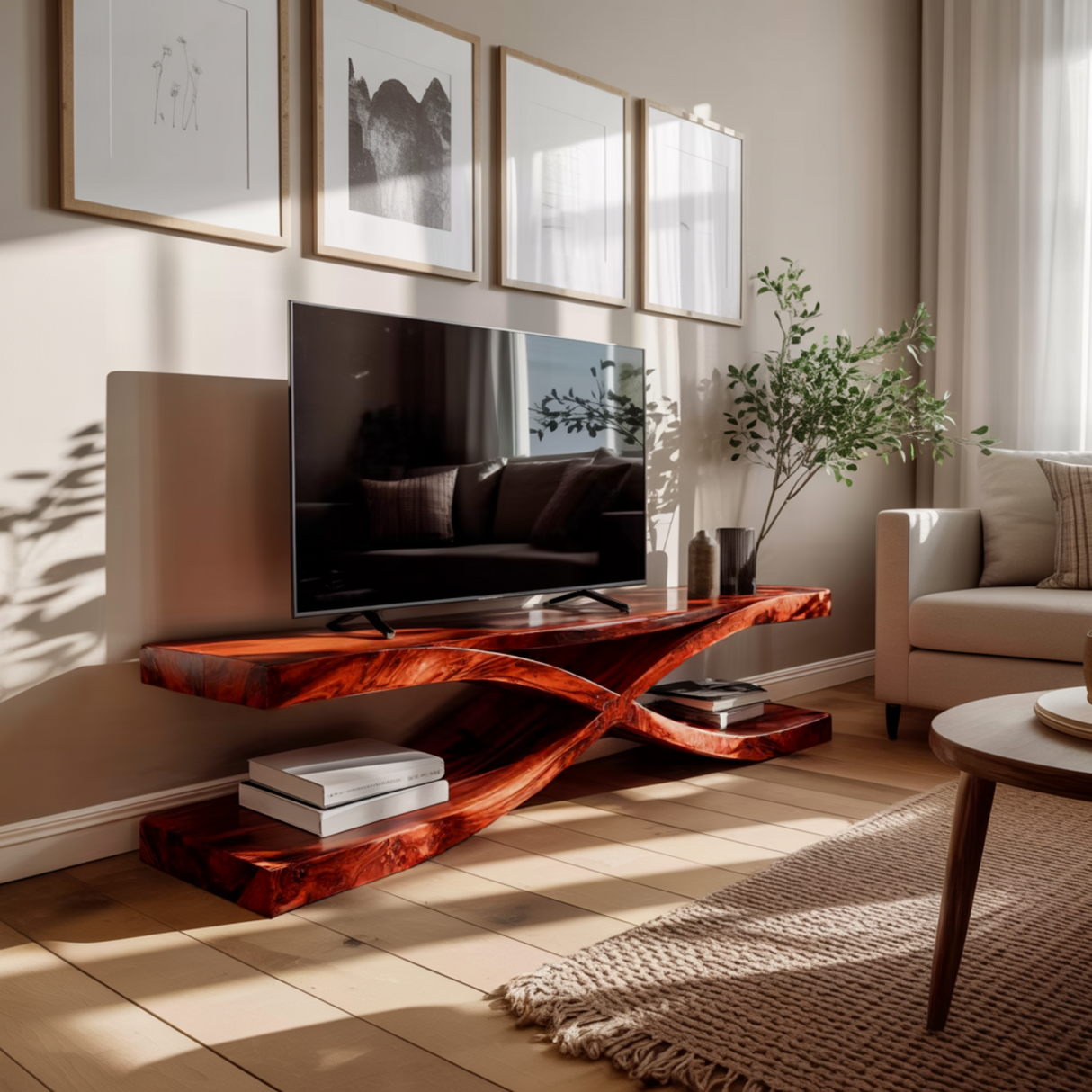 Crosswave Sculpted Solid Wood TV Console - Timberustic TV Console