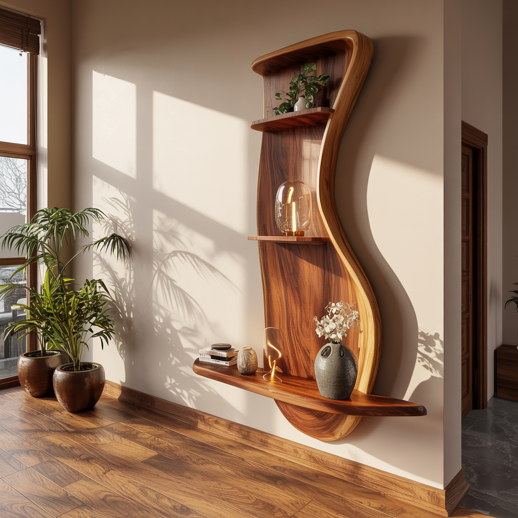 Curveline Solid Wood Floating Display Shelf - Timberustic Display Shelf