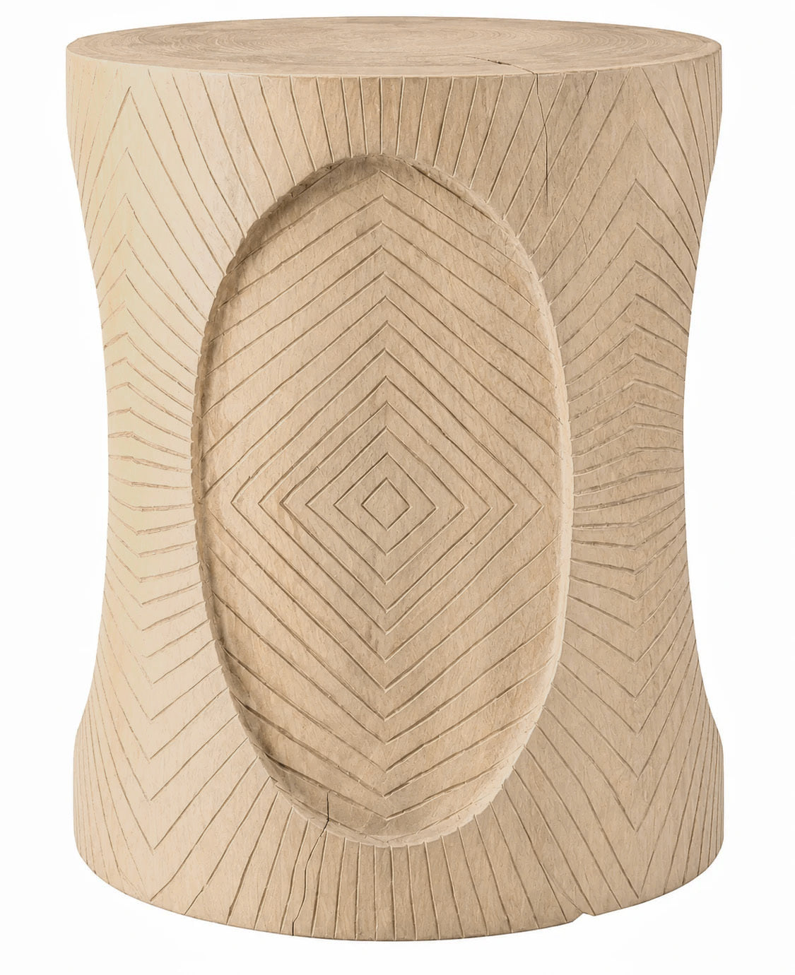 Custom Carved Solid Wood Side Table 20"DIA × 25"H - Timberustic