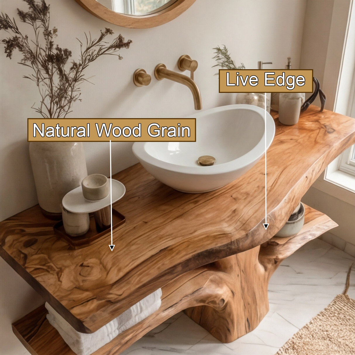 Dalmor Sculpted Solid Wood Freestanding Bathroom Vanity with Shelves - Timberustic Freestanding Bathroom Vanity with Shelves