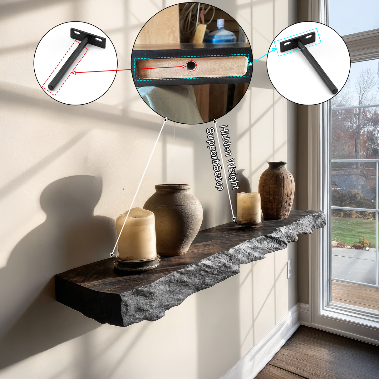 Darmore Handcrafted Solid Wood Floating Shelf SPA635210 - Timberustic Floating Shelf