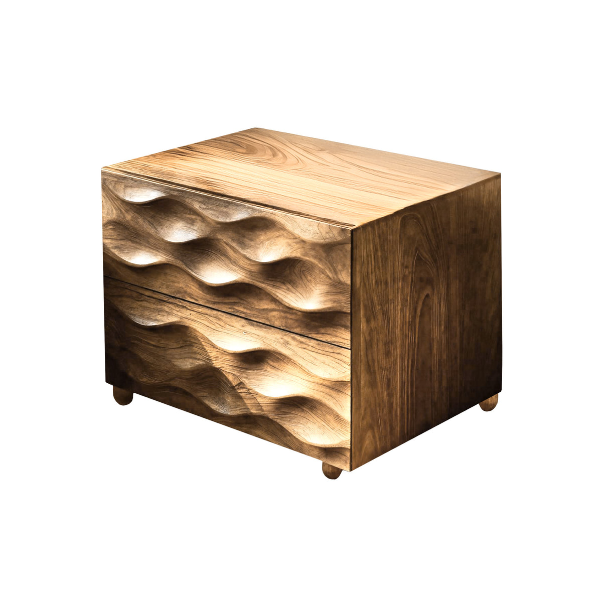 Deepwave Solid Wood Handcrafted Bedside Table Natural Oak - Timberustic Bedside Table