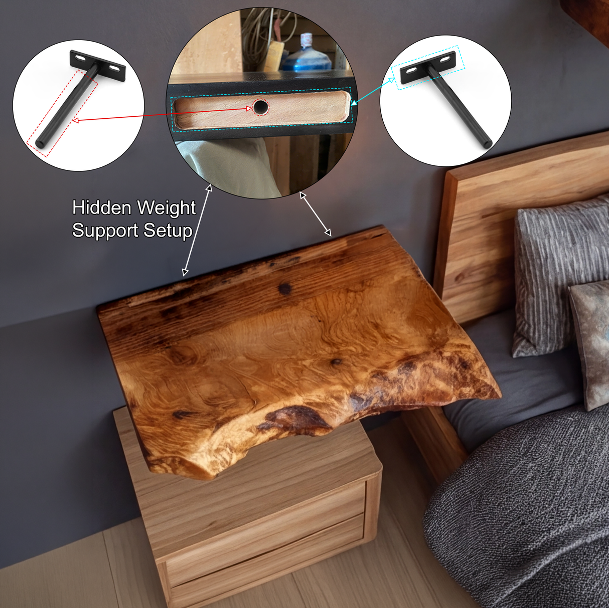 Dovren Live Edge Solid Wood Floating Shelf SPA243678 - Timberustic Floating Shelf