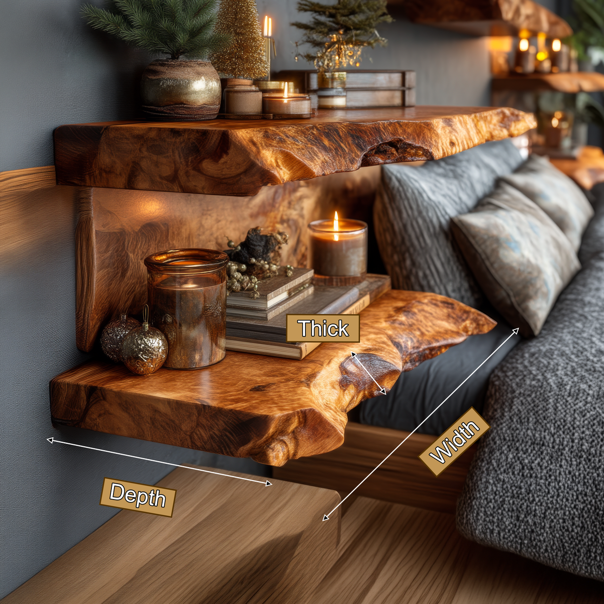 Dovren Live Edge Solid Wood Floating Shelf SPA243678 - Timberustic Floating Shelf